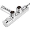 Zerodis Valvola angolare cromata a parete, adattatore per valvola a doppia uscita, flusso regolabile, soffione doccia in ottone, parti di ricambio per rubinetti per lavabo, WC e bagno.