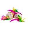 Leopet Set 2 palline in sisal con piume cm 15x5 assortiti