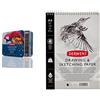 Derwent Chromaflow Set di 72 Matite con Corpo Rotondo da 3,5 mm, Nucleo Cremoso e Sfumabile & Album da Disegno con Copertina Rigida in Formato A4 da 30 Fogli di Carta
