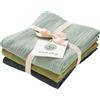 People Wear Organic Set 3 teli in mussola di cotone biologico 65x65cm - toni verde