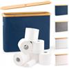 LONBET para 12 Rollos Almacenaje Papel Higienico con Tapa de Bambú - Almacenamiento Baño Plegable e Impermeable - Diseño Elegante y Apilable con Montaje Rápido - Toilet Paper Storage, Blu