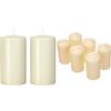 Papstar Set Di Candele Cilindriche, Ø 80 X 150 Mm, 2 Pz & 17991 Set Di 6 Candele, 60 X 115 Mm, 6 Pezzi, Avorio