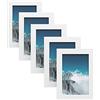 SONGMICS Set di 5 Cornici per Foto, Regalo, Souvenir, Vetro, MDF E1, 10 x 15 cm, Bianco RPF35WT