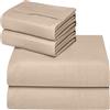 ComfyWell Lenzuolo per letto king size con angoli profondi (35 cm), morbido tessuto in microfibra spazzolata beige, resistente agli restringimenti e allo sbiadimento (king size (150 x 200 cm), beige)