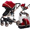 Magic ZC 3 in 1 Sistemi Modulari Carrozzine Sistema da Viaggio per Bambini Passeggini Compatti Reclinabile Passeggino Standard Pieghevole Portatile Passeggino Neonato 0-36 Mesi (739 Red)