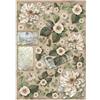Carta di riso Vintage Library fiori e lettere Stamperia