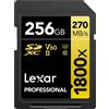Lexar SDXC Professional 256GB 1800x UHS-II serie GOLD, Classe 10, U3, V60, per Registrazione video in 4K, nero
