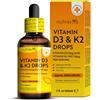 Nutravita Gocce Vitamina D3 K2 MK7 Alta Resistenza - Vitamina D 1000 UI K2 20ug per 2 Gocce - 60 ml Vitamina D3 e K2 Liquida - Fornitura per un anno + - Sostiene il Sistema Immunitario, Ossa, Muscoli e denti
