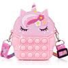 Ainiv Poppet Pop it Borsa, 2 in 1 Unicorno Fidget Bag Pop Bubble PushToy, Borsa a Tracolla con Tracolla in Silicone,Regalo Giochi per Bambini 5 6 7 8 anni (Rosa)