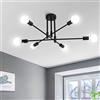 MRHYSWD Plafoniera Soffitto Moderna E27, 6 Luci Lampadario Soffitto Vintage Lampada Soffitto Industriale Plafoniera Nera Camera Da Letto Soggiorno Cucina, Bracci Regolabili, Senza Lampadine