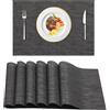 HIUOUIH Tovagliette Americane Lavabili Set di 6 Tovagliette Colazione Antimacchia Resistenti al Calore Tovaglietta Antiscivolo per Tavolo da Cucina e Ristoranti, Nero