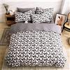 Wotcsil Cuore Grigio Set Copripiumino Una Piazza e Mezza 200x200 per Bambini Ragazze Copripiumino Reversibili Stampa a Cuore 1 x Copripiumino 200x200 cm e 2 x Federe 50x75 cm, Nero