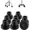 supregear 8 Pezzi Quad Bastone Punta, Antiscivolo in Gomma Bastone Punta Estrema Presa Bastone Sostituzione in Gomma Piede per 1/2 Pollici Diametro Standard Camminare e in Piedi Bastone Accessori