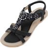 SOLOYEE Sandali Estivi da Donna Open Toe Scarpe Tacco Piatto Bohemia Infradito con Confortevole e Elegante per Le Vacanze Spiaggia (Nero, 36 EU)