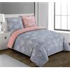 VISION - Parure copripiumino reversibile - Ginko Grigio - copripiumino 200 x 200 cm con 2 federe assortite 65 x 65 cm - 100% cotone