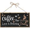CREATCABIN Targa Bar in Legno Decorativa Targa in Legno Appendere alla Parete per Porta Love Is Brewing Heart Decorativo per Coffee Bar Assecories Shop Farmhouse Kitchen Patio Decoration 30x15cm