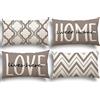 YCOLL Federe Cuscini Divano 30 x 50 Set di 4, in Lino, da Esterno, Decorativi Motivo Geometrico, Soggiorno Letto Copricuscino Cachi 30 x 50