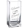 Casa Vivente Vaso da Fiori in Vetro con Incisione Personalizzata con Nomi e Data, Motivo FEDI Nuziali, Vasi da Interno, Idee Regalo Originali per Sposi, Decorazioni Matrimonio, Anniversario