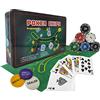 powerking Set da poker per Texas Holdem, Blackjack 300 chip, con tovaglia, gioco per amici e feste