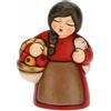 THUN - Presepe 2022 - Statuina Presepe Donna al Mercato in Ceramica Decorata a Mano, Versione Vestito Rosso - Linea Presepe Classico - 5,8x5x8 cm h