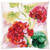 Collection d'Art 5418 - Kit per punto croce, motivo: geranio rosso, in cotone, multicolore, 40 x 40 cm