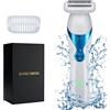 BarberBoss Rasoio elettrico da donna, senza fili, per corpo, sotto braccio, gamba, rasoio da donna, uso bagnato e asciutto, design impermeabile e trimmer bikini QR-8081