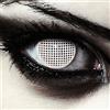 DESIGNLENSES, Lenti a contatto colorate bianche per costume di Halloween da zombie, senza gradazione, 1 paio (2 pezzi), lentes motivo a griglia bianca + custodia per lenti White Screen