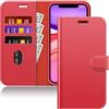 JETech Cover a Portafoglio per iPhone 11 da 6,1 Pollici, Custodia Flip Magnetica in Pelle PU Antiurto con Porta Carte e Funzione Stand (Rosso)