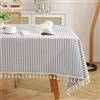 meioro Tovaglia A Strisce Tovaglie Rettangolare Tablecover in lino Tablecloth nappa a righe Adatto per Interni ed Esterni (Strisce blu/bianche, 140×300cm)