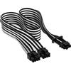 Corsair Premium PCIe 5.0 / Gen 5 12VHPWR da 600 W Cavo per Alimentatore - Compatibile con Alimentatori Type-4 Tramite Doppio PCIe a 8 pin - Guaina Intrecciata in Paracord, 1x 650 mm, Nero/Bianco