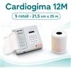 Carta per ecg Cardiogima 12M - 5 rotoli - 21,5 cm x 25 m