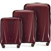 WITTCHEN EXPLORER line Set di 3 valigie (S+M+L) Valigie da viaggio Valigie in policarbonato con 4 ruote piroettanti Lucchetto a combinazione TSA Manico telescopico Rosso scuro