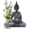 INtrenDU - Statuetta di Buddha cinese, 31 cm, con portacandela, decorazione zen per interni Feng Shui