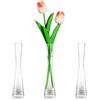 Glasseam Glass Handmade Tall Thin Flower Vase 3Pcs 20cm Modern Single STEM Narrow Clear Vases Living Room Table Centrepiece Slim Cylinder Home Decor for Wedding Ornaments Pampas Grass Tulip Rose