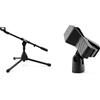 TIGER MCA49-BK Supporto Corto per Microfono a Braccio da Tavolo e da Pavimento & 88-BK Clip con Filettatura Standard da 5/8