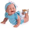JC TOYS - Bambola Lola On The Go da 36 cm e in morbido vinile, faccia sorridente, bambola sdraiata, abbigliamento stampato Vichy e floreale e Sandali, ragazza, prodotto in Spagna, + 2 anni