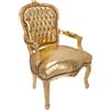 Way Home Store - Poltrona Barocco Stile Francese Luigi XVI - Legno Foglia Oro ed Ecopelle Oro - Dimensioni: 68x65x108 cm