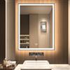 GANPE Specchio da bagno a LED, specchio da trucco da parete, grande specchio moderno senza cornice, anti nebbia+IP44 impermeabile+verticale e orizzontale (90 x 70 cm)