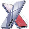 iVoler 3 in 1 Cover per Samsung Galaxy A14 4G / A14 5G con 2 Pezzi Pellicola Vetro Temperato, Trasparente Antiurto Custodia, Sottile Morbida in Silicone TPU Protettiva Case