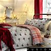 Dreams & Drapes Fusion, Set Copripiumino Reversibile, Lato Tartan Classico e Lato pettirosso, Cotone, Multicolour, Doppio