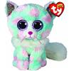 TY - Peluche - Beanie Boos - Gatto - Opal - Azzurro, Bianco e Rosa - Gattino con occhioni e orecchie glitter viola - Il morbido pupazzo con gli occhi grandi scintillanti - 15 Cm - 36376