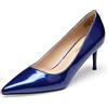 GENSHUO Décolleté con Tacco Alto da Donna Tacchi Bassi a Punta Eleganti 6 CM/2,36 Pollici Scarpe Chiuse con Tacco Alto in Vernice Tacchi a Spillo Sexy per Il Lavoro di Nozze di Festa, Blu Reale 41EU