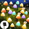 Joycome - Ghirlanda di luci solari per esterni, 20 LED, funghi da giardino, 2 modalità, lampada solare a fungo impermeabile, figure solari per giardino, prato, balcone, terrazza, decorazione pasquale