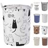 LessMo 19,7 con Coulisse Portabiancheria Bagagli Sorter, Pieghevole Pop-Up Lavanderia Cesti, Impermeabile Rotonda Cotone Lino