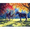 Pracht Creatives Hobby Set di pittura con diamanti, quadro con motivo Cavalli in autunno e accessori, dimensioni circa 35 x 25 cm, set da dipingere con pietre glitterate per bambini a partire dai 5 anni di età