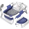 Rabb 1st Vaschetta Bagnetto Neonato Pieghevole, Vasca per Bambini Portatile con Tappetino Antiscivolo e Foro di Scarico,Nessun Termometro,Blu