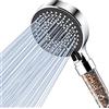 Magichome Soffione Doccia Anticalcare Doccia Soffione Alta Pressione 5 Getti Spray Soffione Doccia con Filtrazione a 3 Strati e Pietre Aggiuntive,Nero
