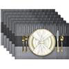 Aofmee Tovagliette, Set di 6 Tovagliette Americane Lavabili, Tovagliette Colazione Plastica, Tovaglietta Antimacchia Resistenti al Calore, Tovagliette per Tavolo da Cucina Bamboo-nero