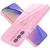 Yichxu Cover per Samsung Galaxy A54 5G Custodia Glitter TPU Silicone Brillantini con Protezione Fotocamera Motivo Cuore Sottile Morbid Antiurto Paraurti Protettiva, Case Rosa
