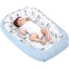Medi Partners Riduttore Lettino Neonato - 100x60x15 Nido Antisoffoco Neonati Bozzolo Culla per Bebè neonata bilaterale Cuscino 100% Cotone Waffle (Orsacchiotto con Waffle azzurro)